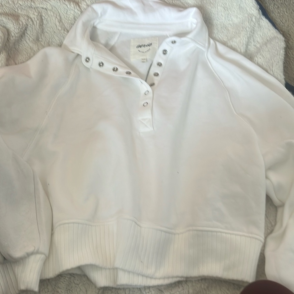 aerie white button pull over